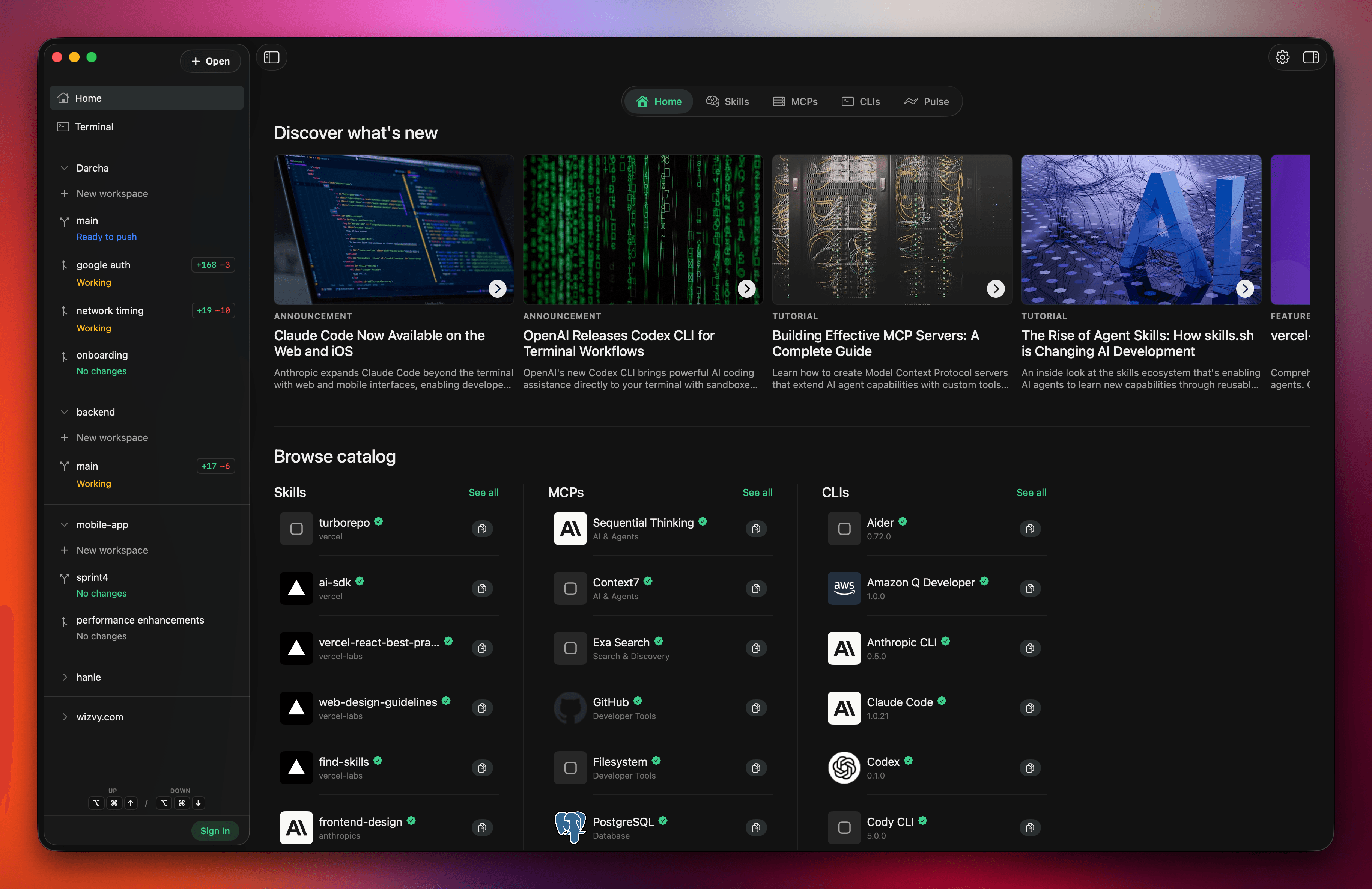 Built-in marketplace for tools