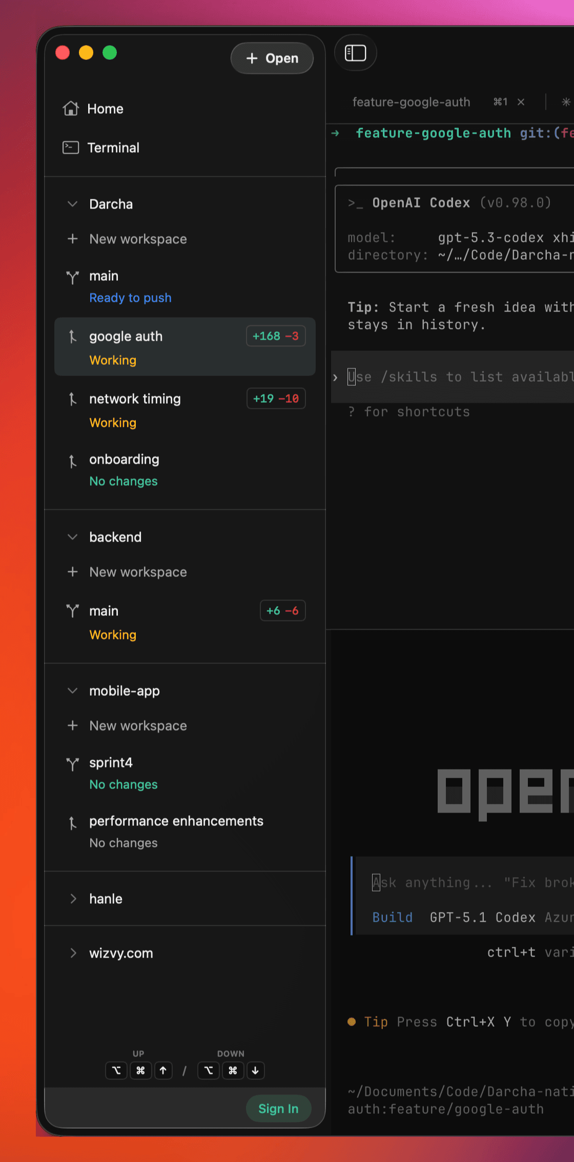 Work on many features and projects at once
